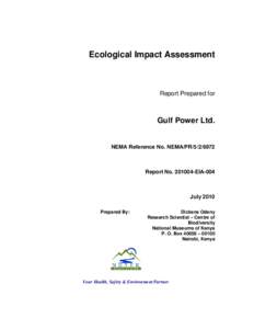 Ecological Impact Assessment  Report Prepared for Gulf Power Ltd.