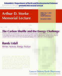 Columbia’s Department of Earth and Environmental Sciences presents the second annual Arthur D. Storke Memorial Lecture