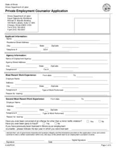 State of Illinois Illinois Department of Labor Private Employment Counselor Application Print Form