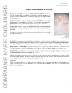 COMPAGNIE MARIE CHOUINARD PRESS RELEASE For immediate release