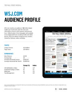 WSJ.COM AUDIENCE PROFILE WSJ.com reaches an audience of 42 million digital readers per month who seek the news and information critical to their business and personal lives. Edited locally in three languages and availabl