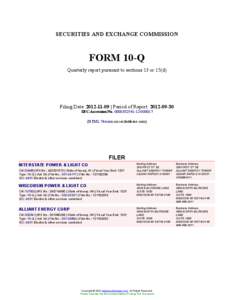SECURITIES AND EXCHANGE COMMISSION  FORM 10-Q