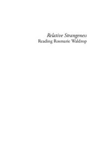 Relative Strangeness  Reading Rosmarie Waldrop Nikolai Duffy