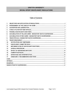 GRIFFITH UNIVERSITY SOCIAL SPORT DISCIPLINARY REGULATIONS Table of Contents  1.