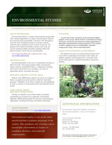    ENVIRONMENTAL STUDIES VOINOVICH SCHOOL OF LEADERSHIP AND PUBLIC AFFAIRS ENVIRONMENTAL STUDIES [MS] AND GRADUATE CERTIFICATE IN ENVIRONMENTAL SUSTAINABILITY