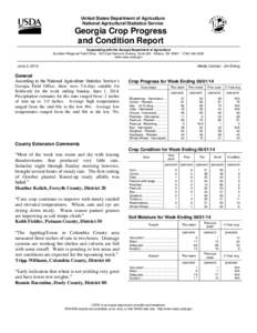 United States Department of Agriculture National Agricultural Statistics Service Georgia Crop Progress and Condition Report Cooperating with the Georgia Department of Agriculture