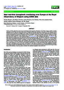 J. Space Weather Space Clim[removed]A31 DOI: [removed]swsc[removed]  N. Bergeot et al., Published by EDP Sciences 2014 OPEN