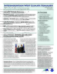 Intermountain West Climate Summary by The Western Water Assessment Issued July 23, 2007 Vol. 3, Issue 6