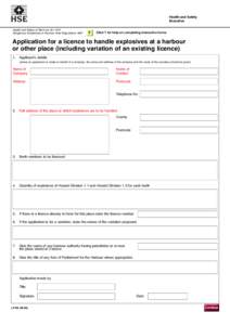 Health and Safety Executive Health and Safety at Work etc Act 1974 Dangerous Substances in Harbour Area Regulations[removed]Click for guidance notes