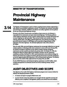 MINISTRY OF TRANSPORTATION Provincial Highway Maintenance 3.14