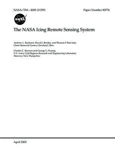 Air safety / Icing conditions / Remote sensing / Atmospheric icing / Ice detector / Ice protection system / Glenn Research Center / Cold Regions Research and Engineering Laboratory / Meteorology / Atmospheric sciences / Aviation