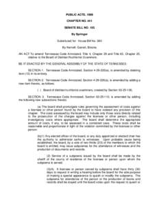 PUBLIC ACTS, 1999 CHAPTER NO. 441 SENATE BILL NO. 103 By Springer Substituted for: House Bill No. 380 By Kernell, Garrett, Brooks