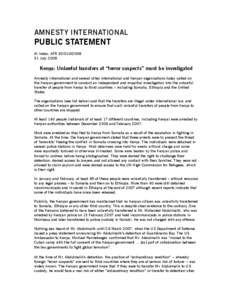 Law enforcement / Abdulmalik Mohammed / Year of birth missing / Black site / Kenya / Extraordinary rendition / Amnesty International / Kenyan captives in the war on terror / Human rights abuses / International relations / National security