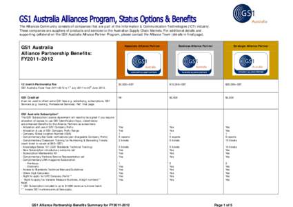 Microsoft Word - GS1 Australia Alliance Partner Program_Benefits FY2011-2012.doc