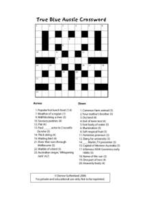 True Blue Aussie Crossword  1 2