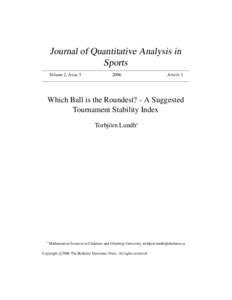 Journal of Quantitative Analysis in Sports Volume 2, Issue