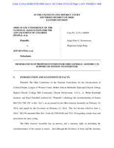 Case: 2:14-cv[removed]PCE-NMK Doc #: 29-1 Filed: [removed]Page: 1 of 5 PAGEID #: 666  IN THE UNITED STATES DISTRICT COURT SOUTHERN DISTRICT OF OHIO EASTERN DIVISION