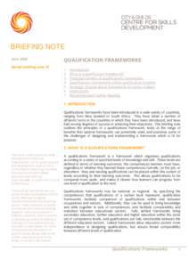 BRIEFING NOTE June 2008 QUALIFICATION FRAMEWORKS  Series briefing note 10