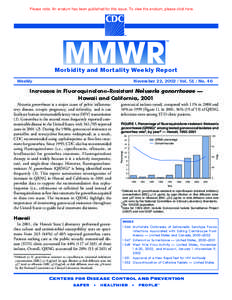 Please note: An erratum has been published for this issue. To view the erratum, please click here.  Morbidity and Mortality Weekly Report Weekly  November 22, [removed]Vol[removed]No. 46