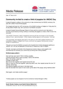 Community invited to ANZAC Day