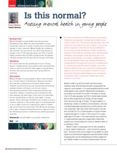 Adolescent health  Is this normal? Patrick D McGorry Sherilyn Goldstone
