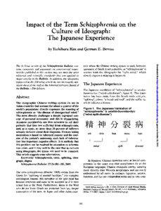 Impact of the Term Schizophrenia on the Culture of Ideograph: The Japanese Experience