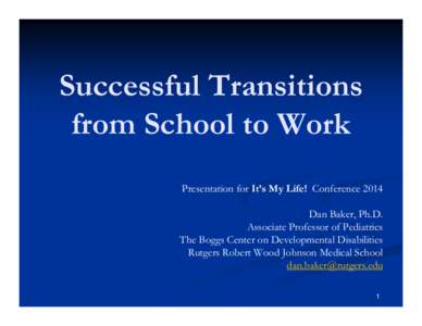 Successful Transitions from School to Work