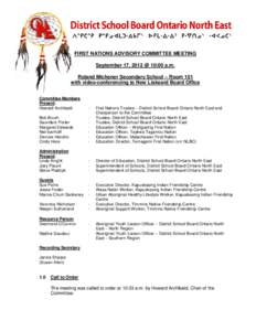 FIRST NATIONS ADVISORY COMMITTEE MEETING