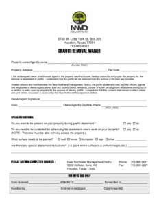 Near Northwest Management District - Graffiti Removal Waiver