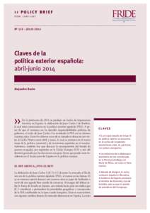 Claves de la política exterior española: abril-junio 2014