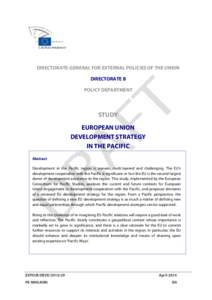 DIRECTORATE-GENERAL FOR EXTERNAL POLICIES OF THE UNION DIRECTORATE B POLICY DEPARTMENT STUDY EUROPEAN UNION