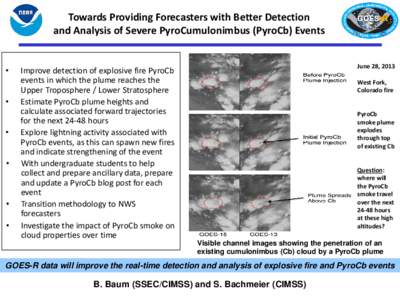 Wildfires / Pyrocumulonimbus cloud / Cooperative Institute for Meteorological Satellite Studies / Air dispersion modeling / Cloud / Plume / Cumulonimbus cloud / Atmospheric sciences / Meteorology / Cumulus