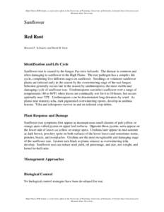 High Plains IPM Guide, a cooperative effort of the University of Wyoming, University of Nebraska, Colorado State University and Montana State University. Sunflower Red Rust Howard F. Schwartz and David H. Gent