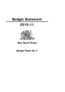 Budget Statement[removed]New South Wales Budget Paper No. 2