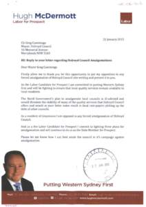 Letter - Hugh McDermott Labor for Prospect Reply Letter