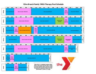 Olive Branch Family YMCA Therapy Pool Schedule 5AM 6AM  6AM