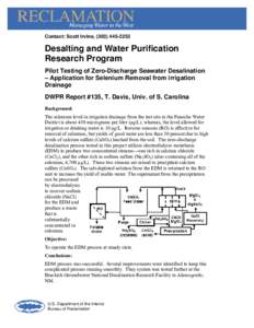 Filters / Water treatment / Chemical elements / Electrodialysis / Desalination / Reverse osmosis / Selenium / Calcium chloride / Sodium sulfate / Chemistry / Water technology / Membrane technology