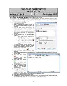 WELFORD CHART NOTES NEWSLETTER Volume 37, No. 3 September, 2010