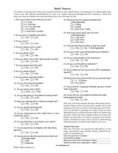 Stool Survey GI distress is among one of the most common aliments in the United States, accounting for 2.5 million physician visits a year. The clinical manifestations of it can vary widely. Please go through this self e