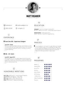 Matt Reamer - Experience Design Resume