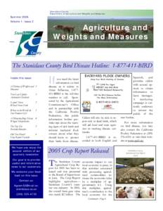 Stanislaus County Department of Agriculture and Weights and Measures Summer 2006 Volume 1, Issue 2