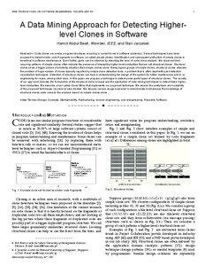 A Data Mining Approach for Detecting Higher-level Clones in Software