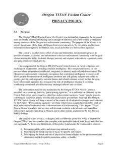 Oregon TITAN Fusion Center - Privacy Policy