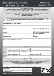 Carmarthenshire Association of Voluntary Services Membership Application form