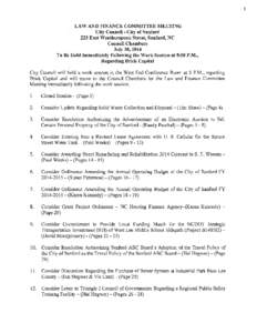 1  LAW AND FINANCE COMMITTEE MEETING City Council City of Sanford 225 East Weatherspoon Street, Sanford, NC Council Chambers