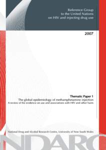 The global epidemiology of methamphetamine injection: A review of the evidence on use and associations with HIV and other harm  Louisa Degenhardt, Bradley Mathers, Mauro Guarinieri,