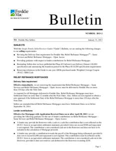 Bulletin NUMBER: [removed]TO: Freddie Mac Sellers January 31, 2013