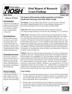 Brief Report of Research Grant Findings INEEL Edition Glossary of Terms