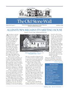 The Old Stone Wall Volume XII, Number 3 State of New Hampshire, Department of Cultural Resources, Division of Historical Resources