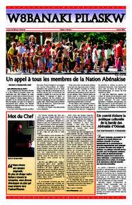 W8BANAKI PILASKW Le journal Abénaki d’Odanak Volume 3 Numéro 1  Janvier 2009